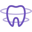 Icono silueta de un molar con dos círculos de morado tenue. Para nuestro servicio de estética dental en SVG Clínica Dental